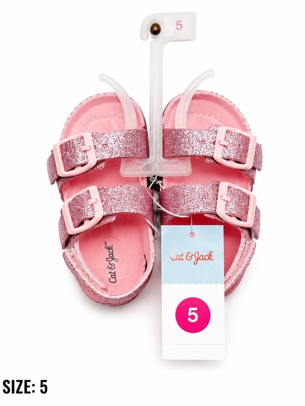 Cat & Jack Pink Glitter Buckle Sandals for Kids